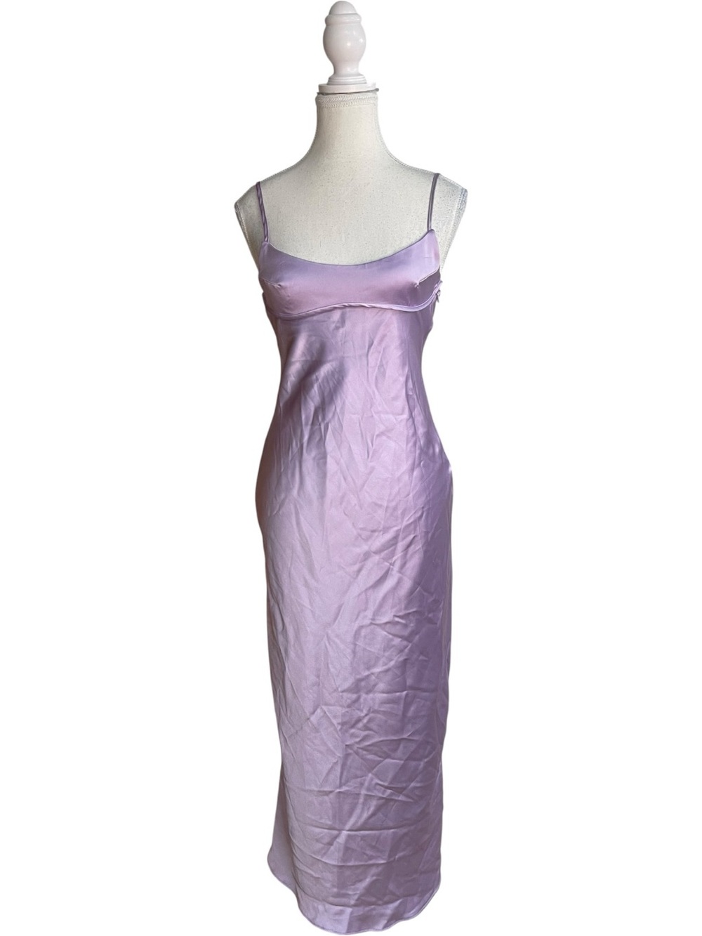 Zara Satin Effect Midi Slip Dress Lilac
